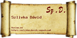 Szlivka Dávid névjegykártya