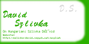david szlivka business card